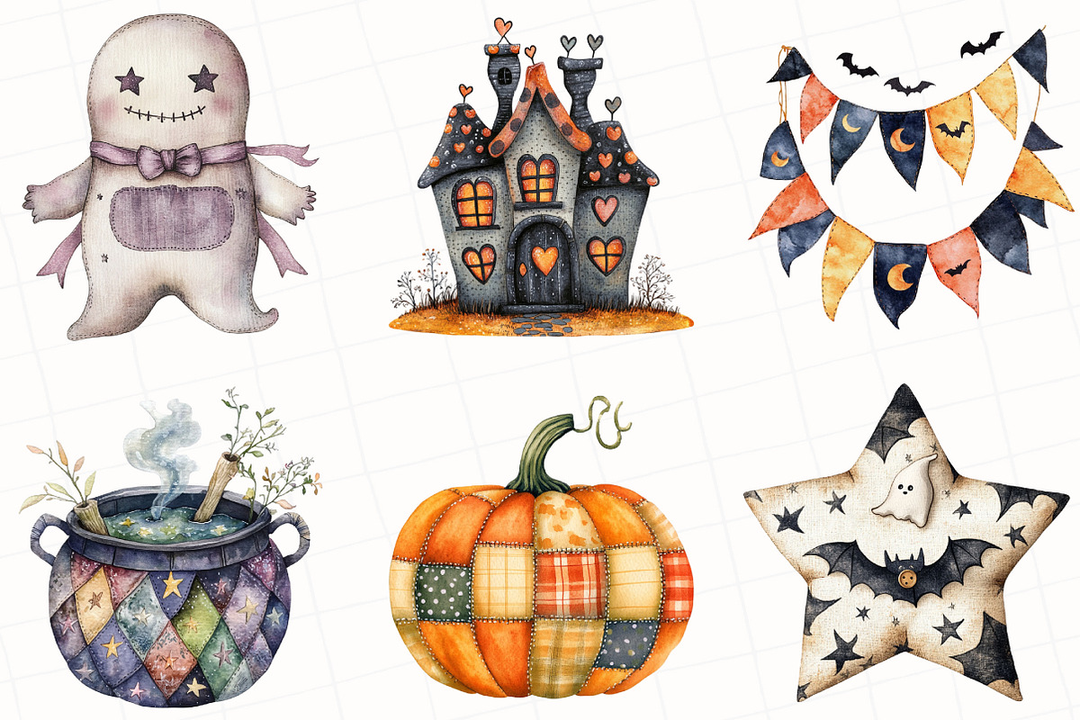 Patchwork Halloween Clipart, an Illustration by OK Design (Photo 3 of 5)