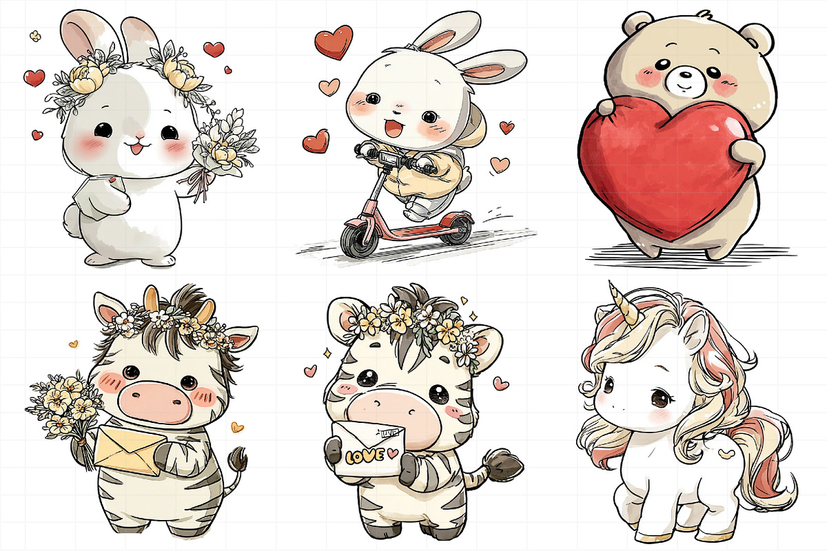 Alentine Whimsical Animals Set, an Illustration by Daily.Designs (Photo 6 of 7)