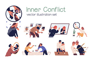 People with inner conflict concept, a Person Illustration by Good Studio