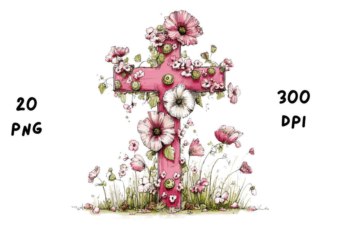 Whimsical Easter Cross Floral Spring, a Seasonal Illustration by GiraffeCreative (Photo 17 of 20)