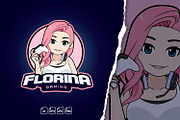 Florina Pink Hair Gamer Girl Logo, a Branding & Logo Template by tkzgraphic (Thumbnail 1 of 2)
