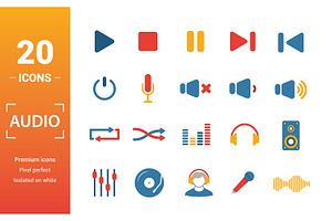 Audio Flat Icon Set, an Object Graphic by Aimagenarium@gmail.com