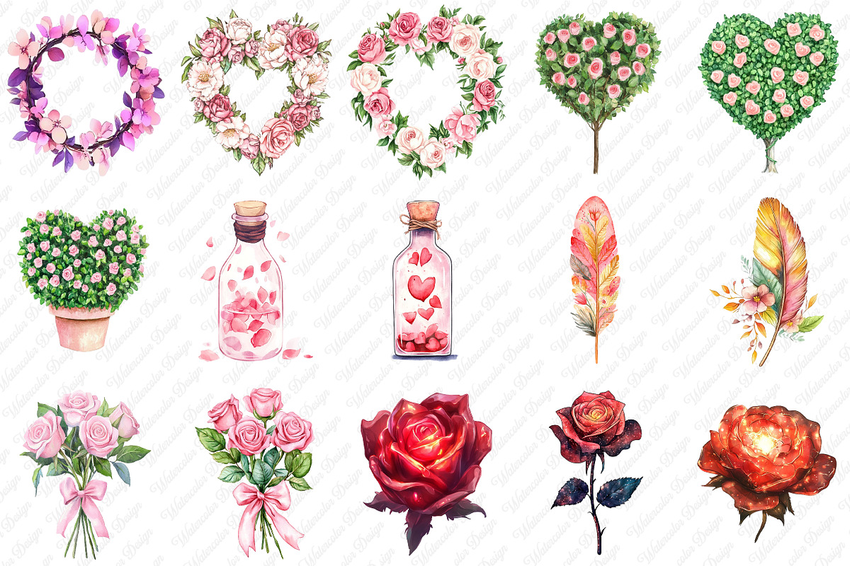 Romance Floral Clipart, an Illustration by Watercolor design (Photo 2 of 2)