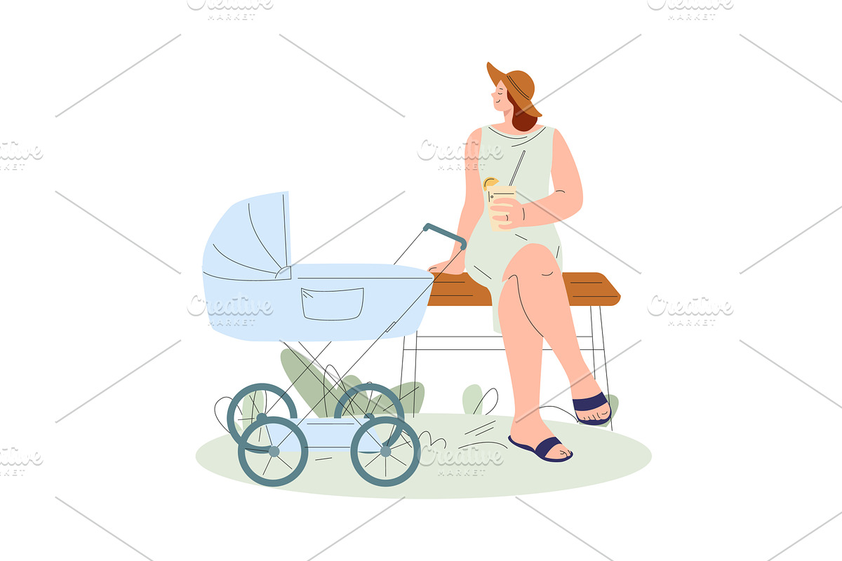 Mother walking with baby. Newborn in, a Person Illustration by Valerie Bodnar