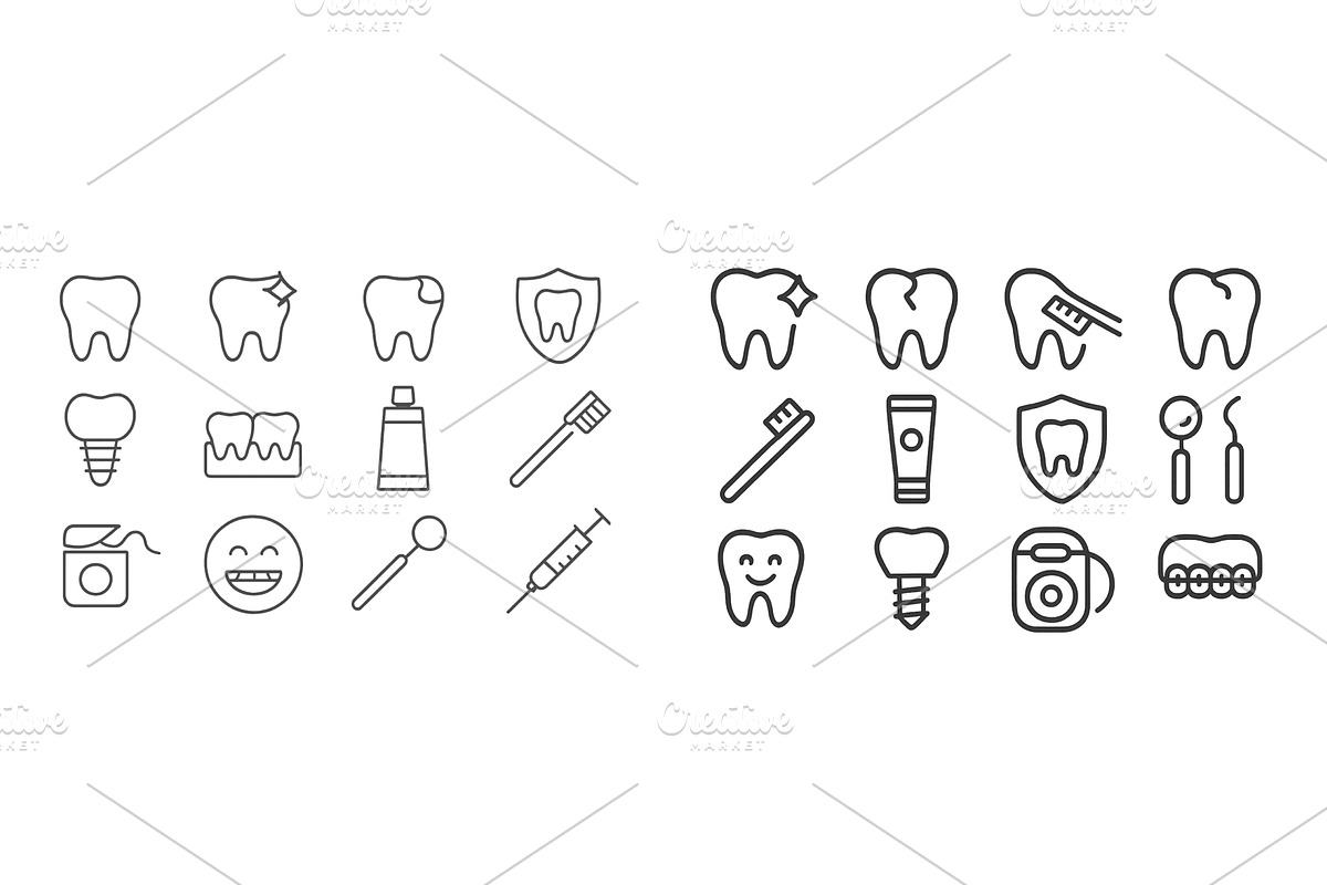 Set of dental care web icons, a Healthcare Illustration by ZinetroN