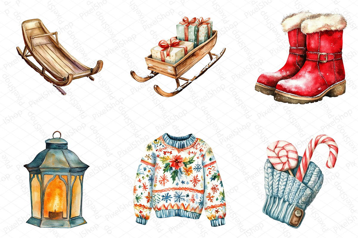 Watercolor Cute Winter Clipart Bundl, an Illustration by DreamPrint404 (Photo 5 of 7)
