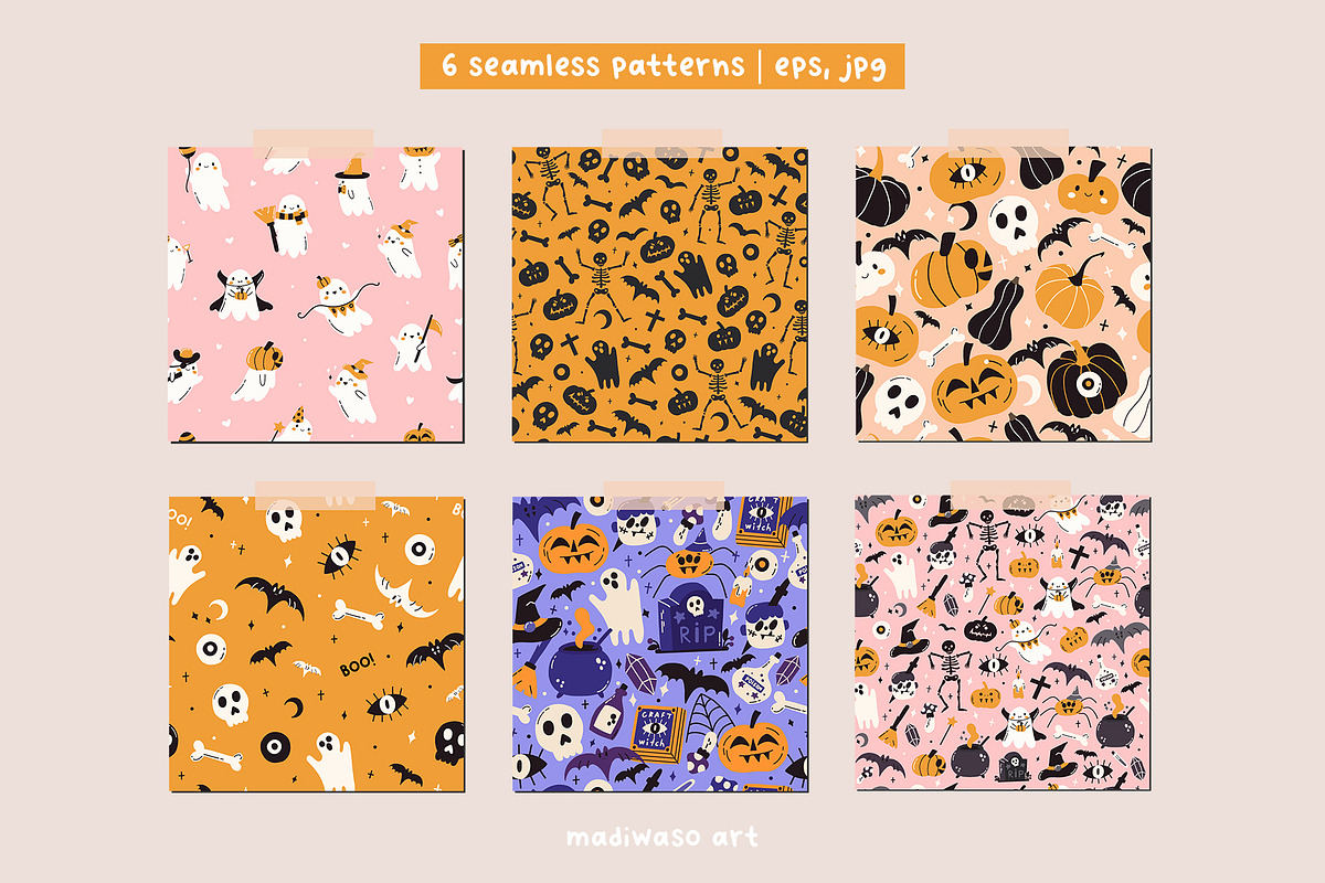HALLOWEEN - cards, patterns graphic, a Seasonal Illustration by Madiwaso (Photo 6 of 9)