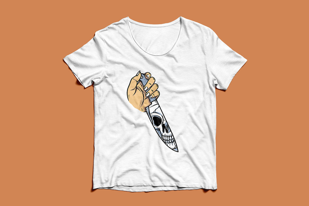 hand holding knife and skull face, a Person Illustration by gunaonedesign (Photo 3 of 4)