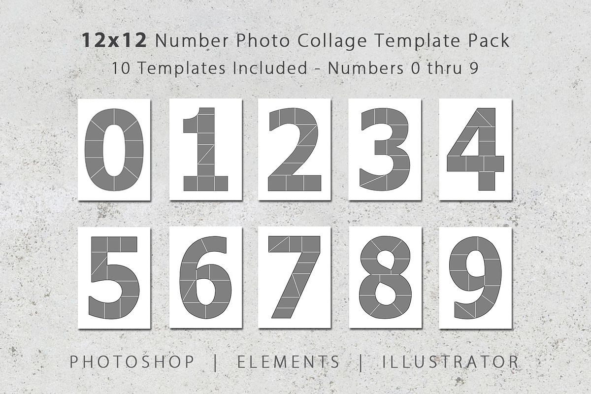 12x12 Number Photo Collage Templates, a Marketing Template by Loveurstyle Designs (Photo 1 of 5)