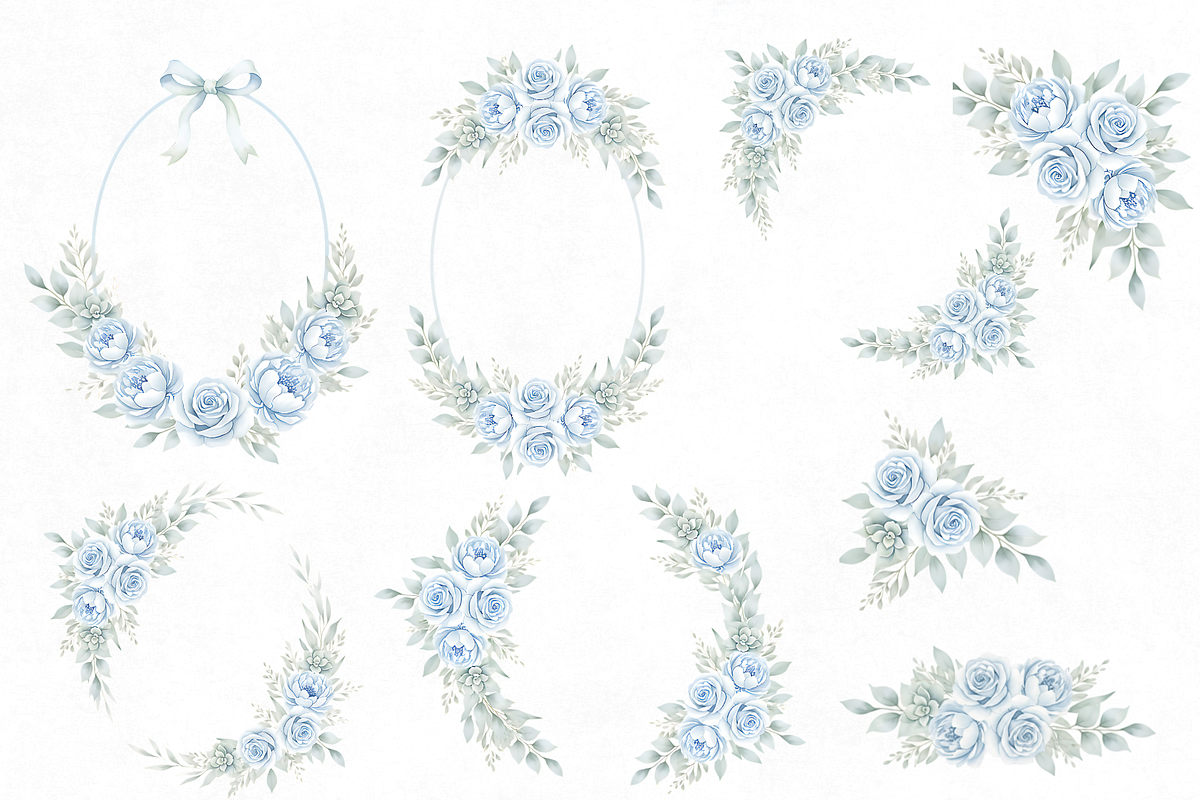 30 Elegant Watercolor Blue Floral, an Illustration by Elegant_Studio44 (Photo 3 of 4)