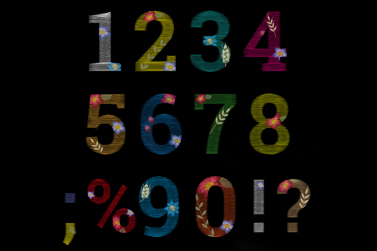 Font flower embroidery preview 3