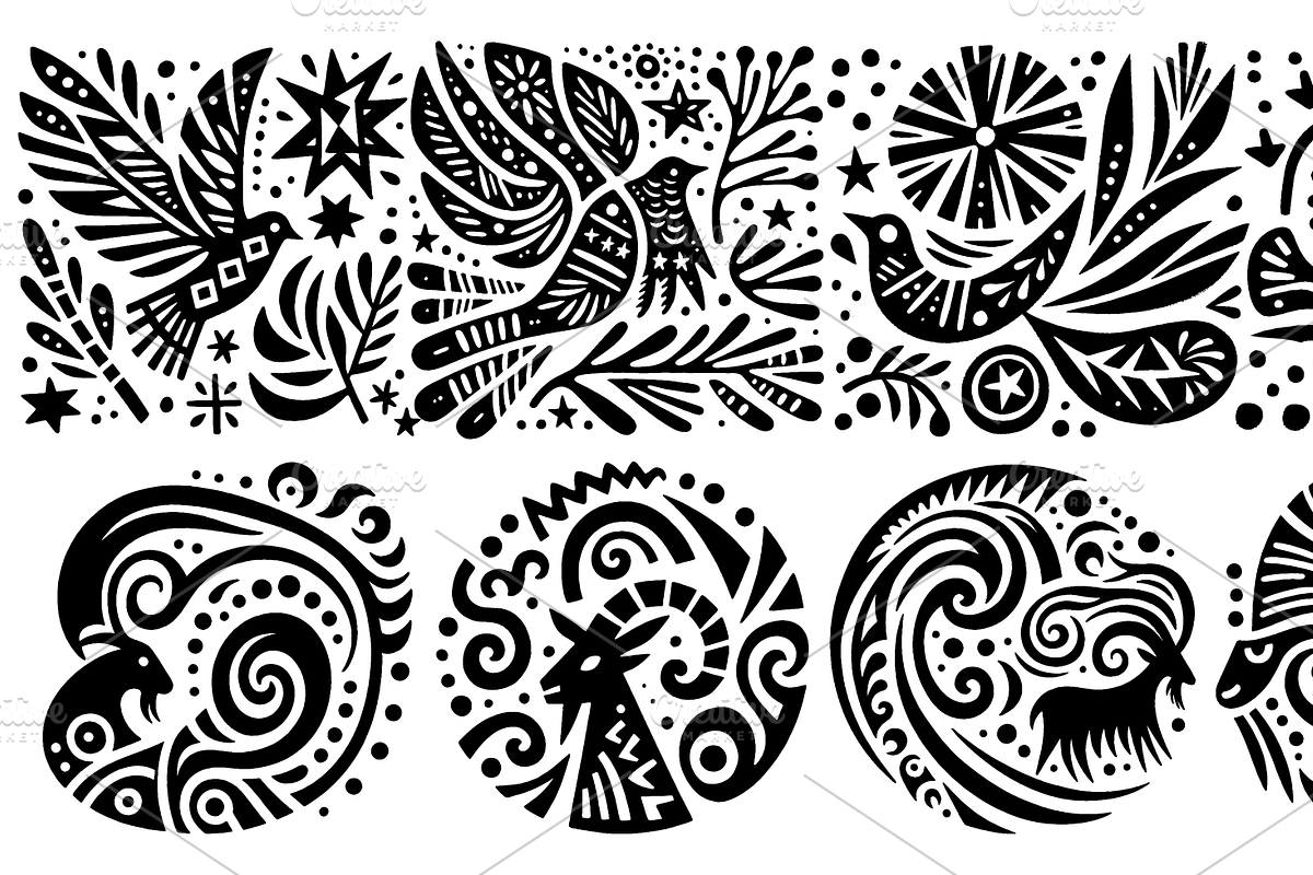 Vintage Birds Folk Art, a Decorative Illustration by devastd (Photo 13 of 28)