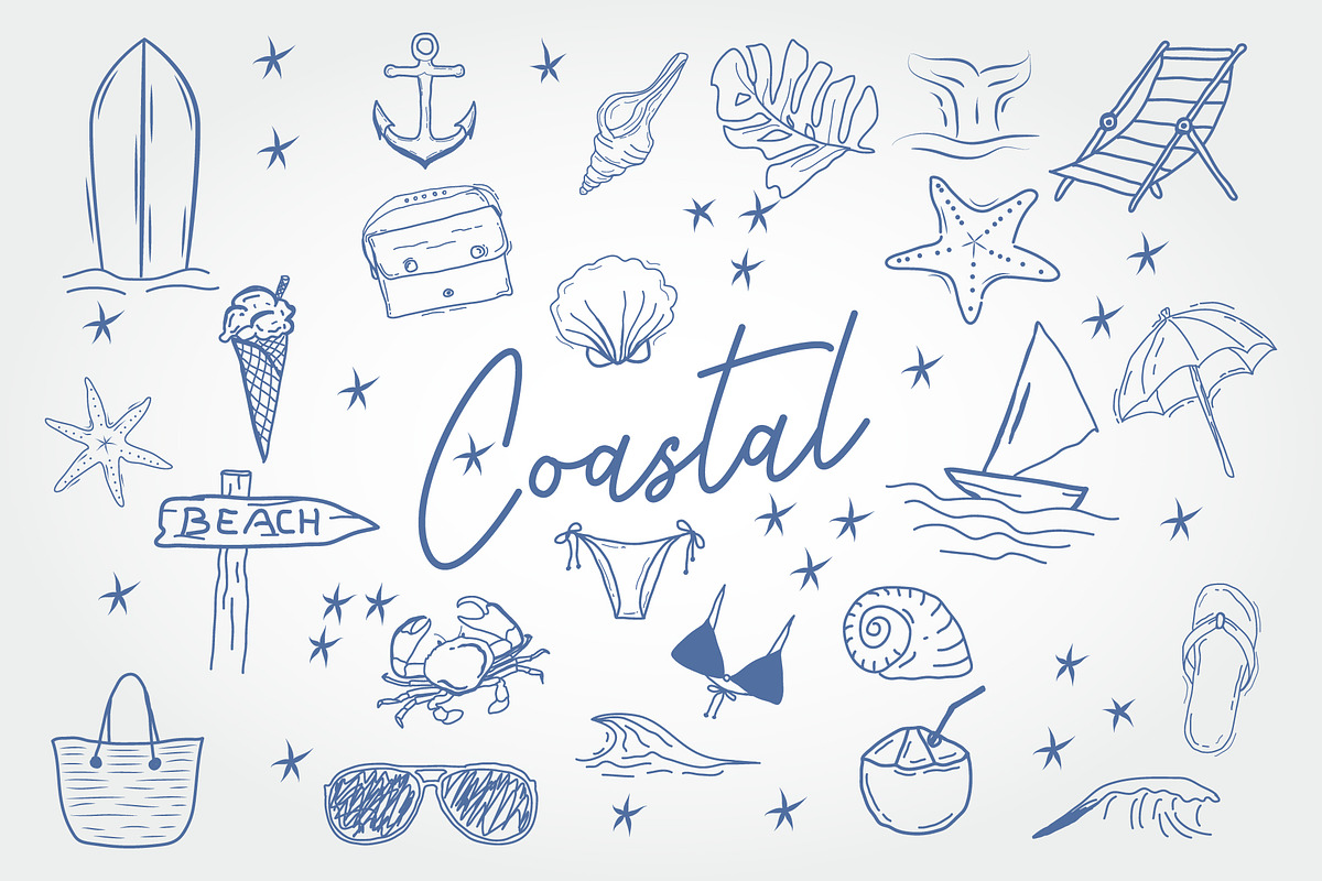 set of beach and sea life objects, a Background Graphic by PrastHF