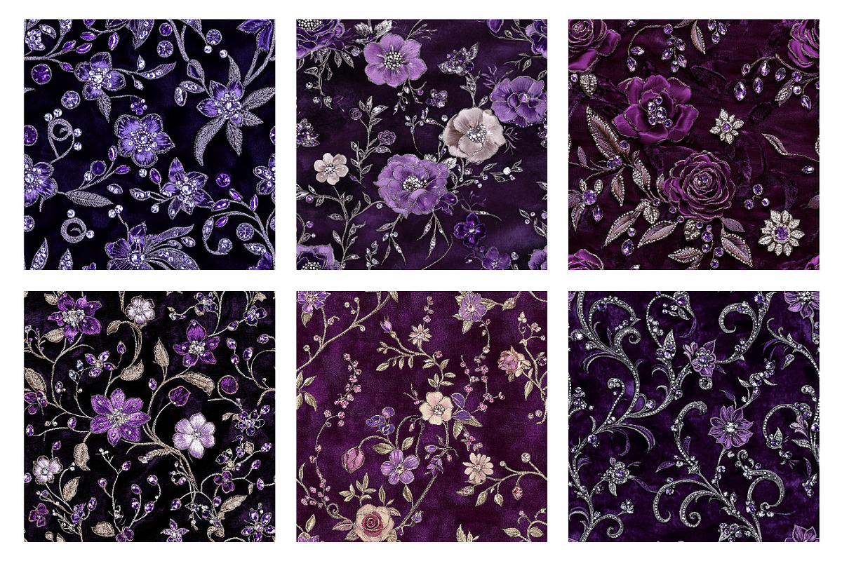 Purple Rhinestone Embroidered Velvet, a Texture Graphic by Dream Creation (Photo 4 of 5)