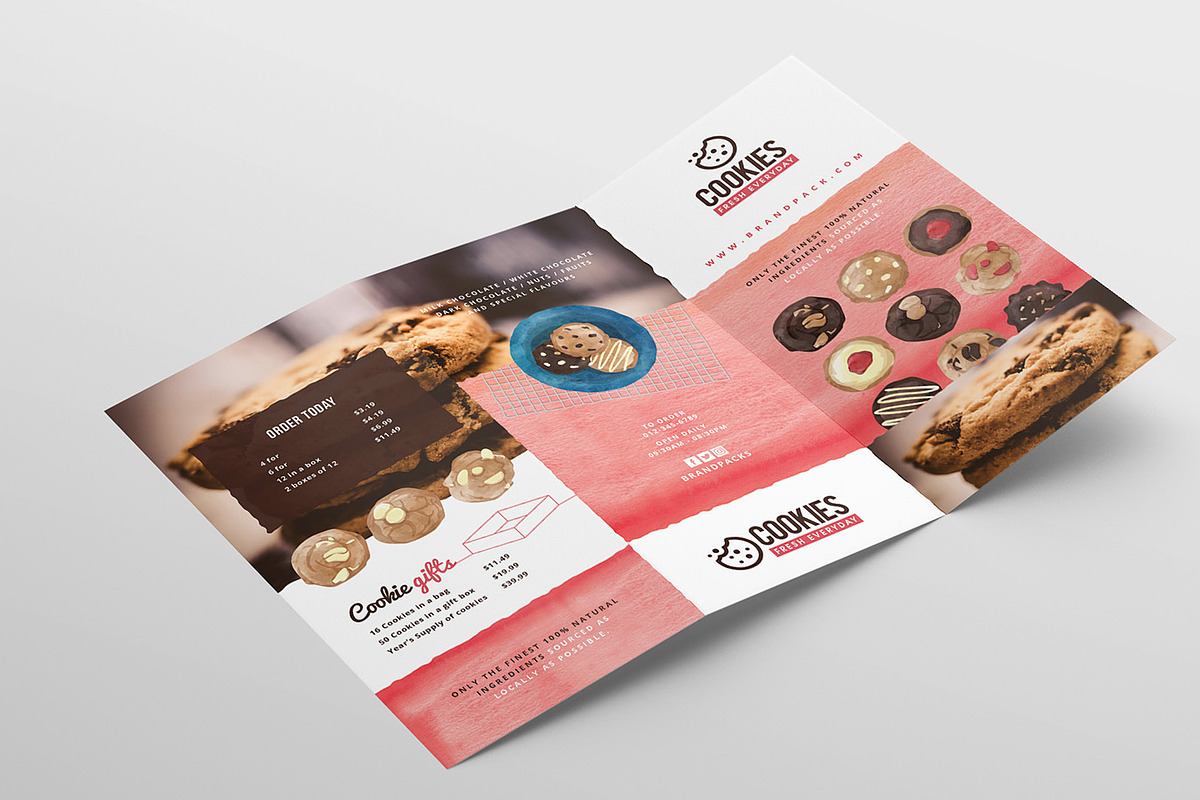 Cookie Shop Trifold Menu Template, a Brochure Template by BrandPacks