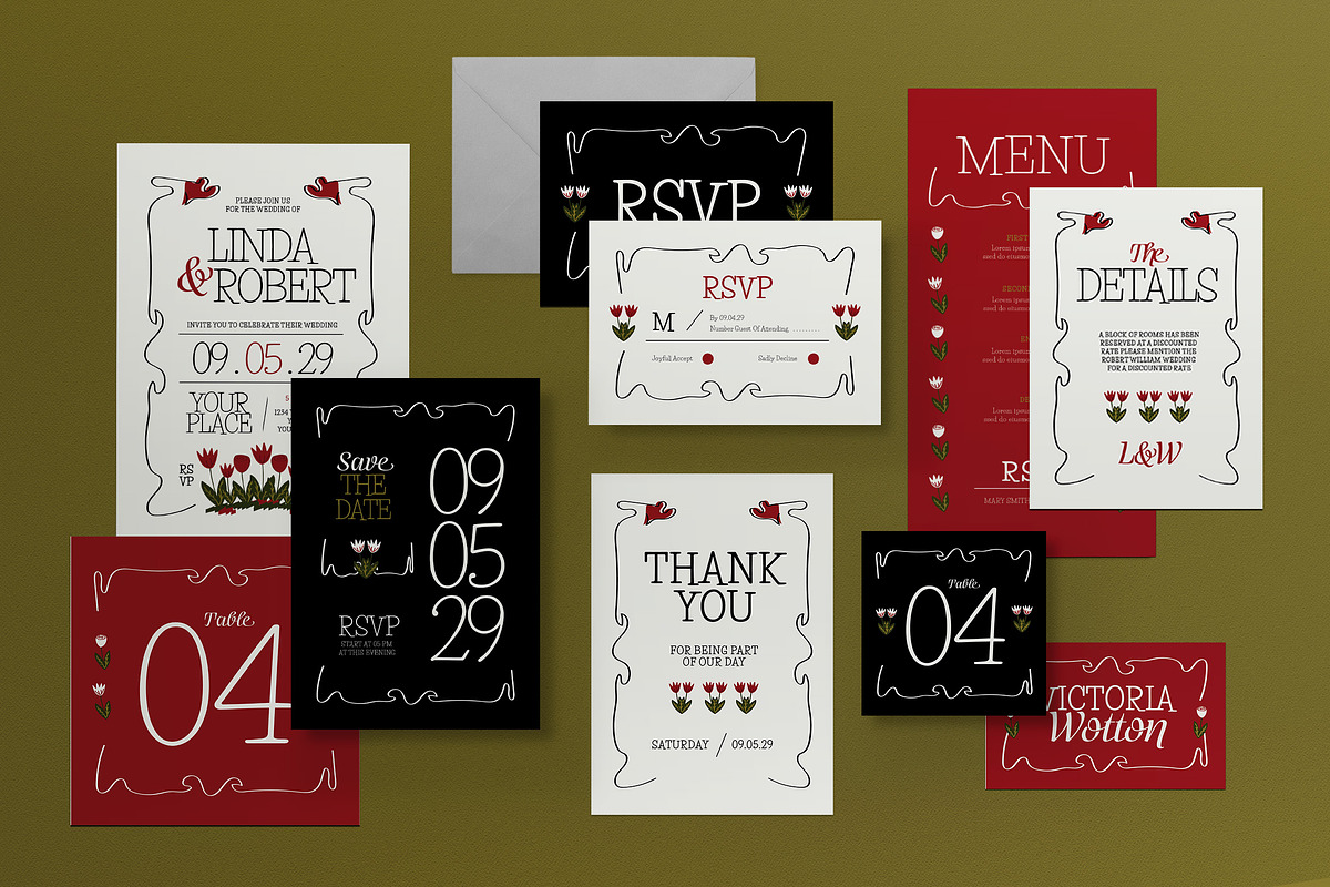 White Hand Drawn Wedding Invitation, an Invitation Template by graphicook (Photo 1 of 3)
