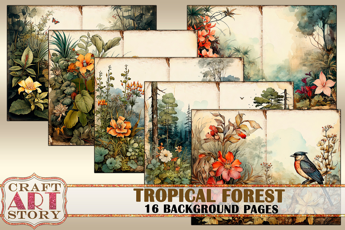 Tropical forest Blank background, a Seasonal Illustration by CraftArtStory (Photo 4 of 4)