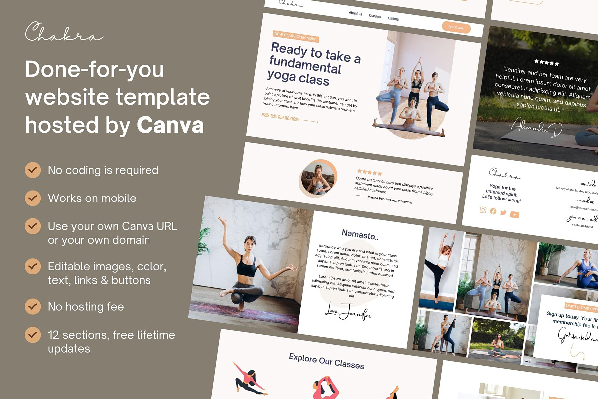 Yoga Class Canva Website Template, a Templates & Theme by Kindelight (Photo 3 of 6)