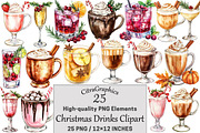 Christmas Drinks Watercolor Clipart, a Seasonal Illustration by CitraGraphics (Thumbnail 1 of 6)