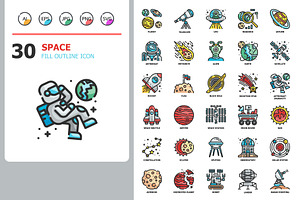 30 Space Icons X 4 Styles