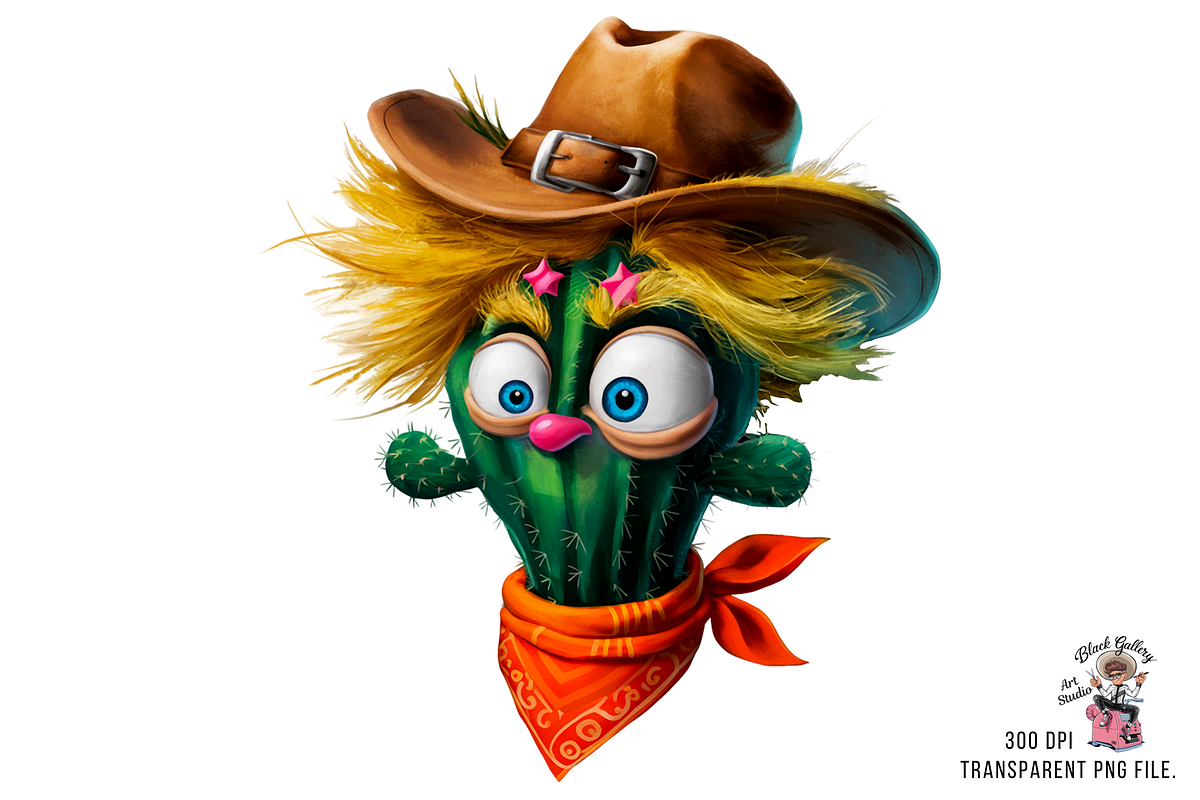 Cactus with Cowboy Hat PNG Bundle, a Graphic by Clipart Bloom (Photo 4 of 15)