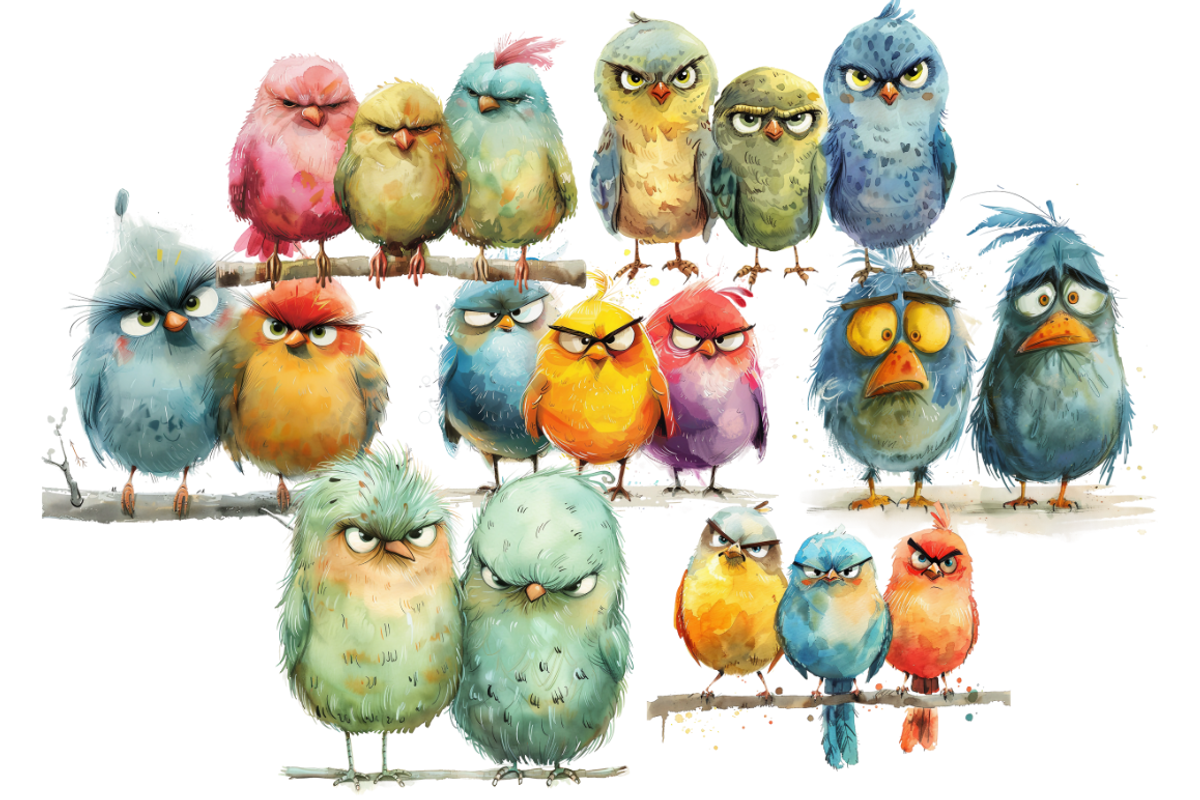 Funny Grumpy Birds Cliparts, an Animal Illustration by Mash Mash Stickers (Photo 7 of 9)