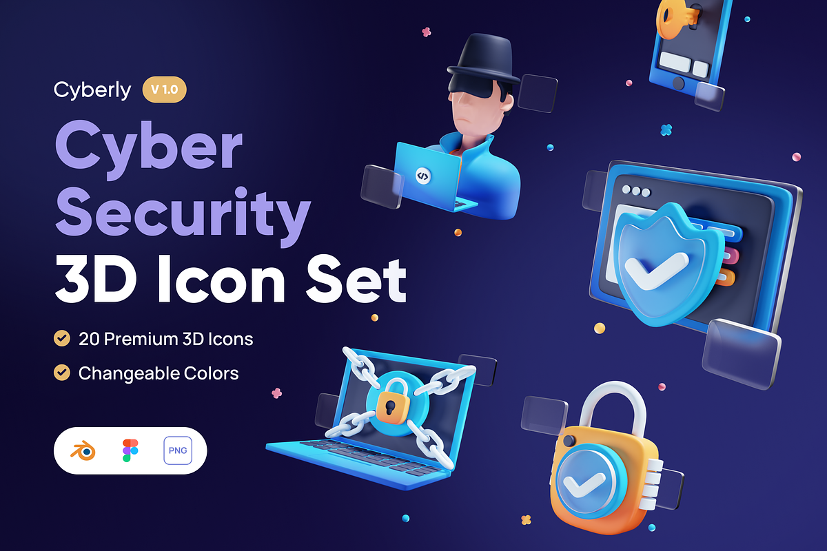 Cyberly - Cyber Security 3D Icon Set, an Object 3D Model by Illustraly Design (Photo 1 of 7)