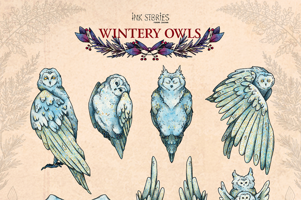 Wintery Owls, an Animal Illustration by Ink Stories (Photo 2 of 26)