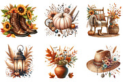 Watercolor Autumn Boho Clipart, an Illustration by DreamArtGraphic (Thumbnail 5 of 7)