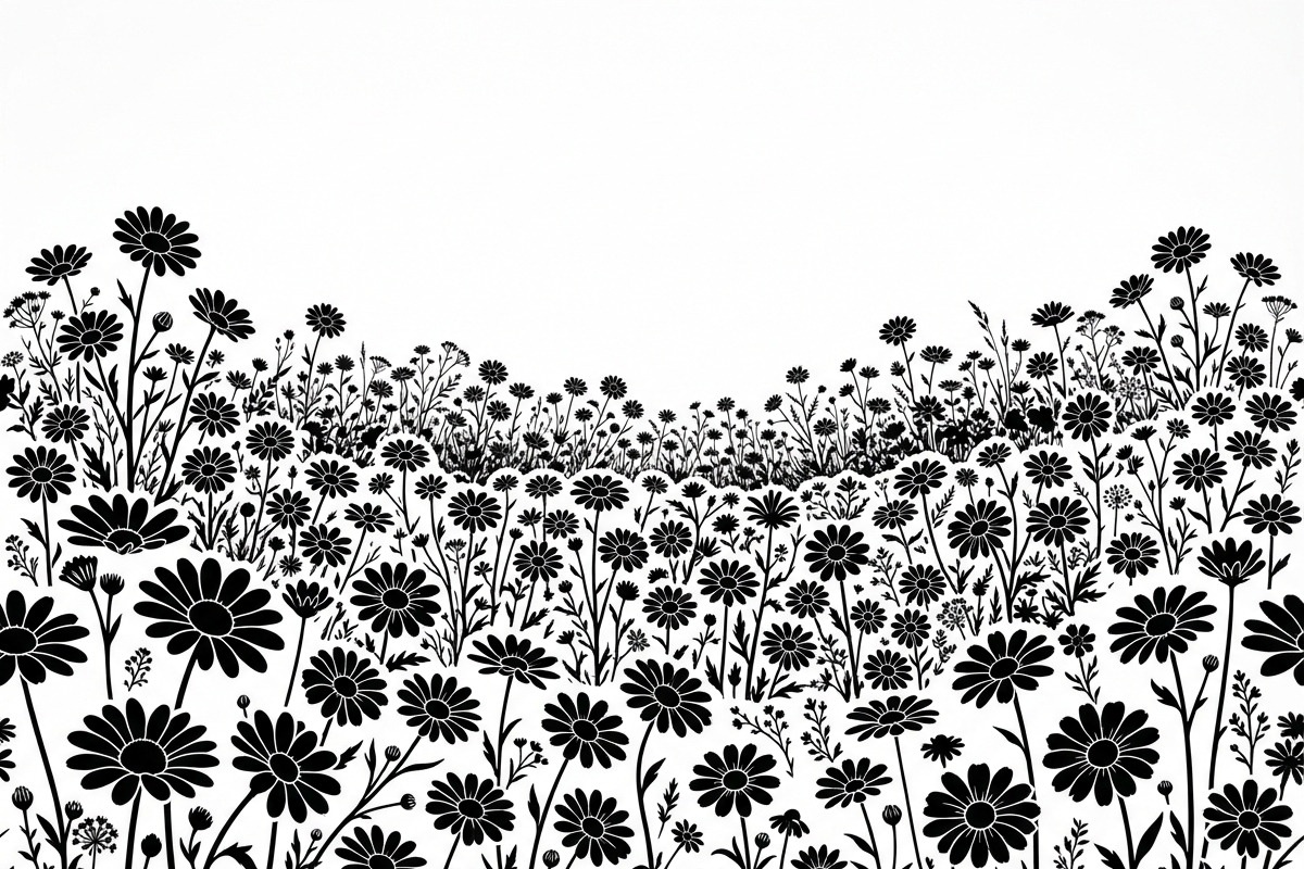 60 Daisy Flower Field Silhouette, a Seasonal Illustration by Amazin_art (Photo 3 of 22)
