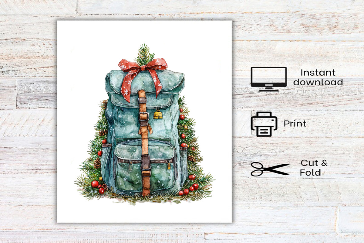Watercolor Christmas Travel Clipart, an Illustration by Canvas Craft (Photo 7 of 7)