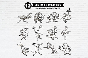 Animal Waiters Hand Drawn Doodle, an Animal Illustration by Guavanaboy