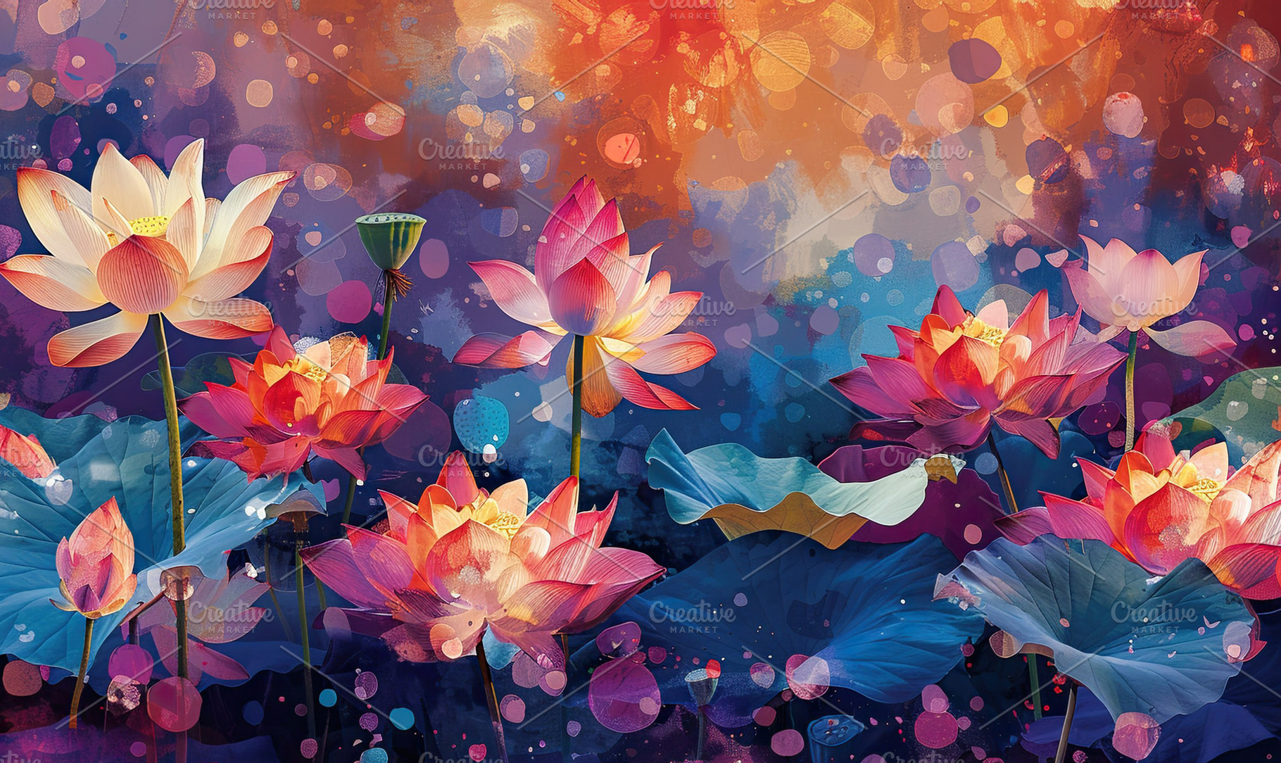 Colorful digital art of lotus flower, a Photo by LOGOCREATIVE ...