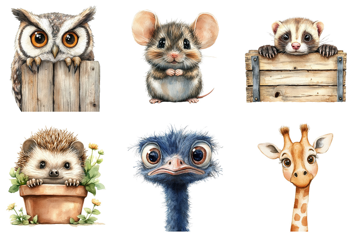 Quirky Animals Peeking Around Corner, an Illustration by DreamArtGraphic (Photo 3 of 4)
