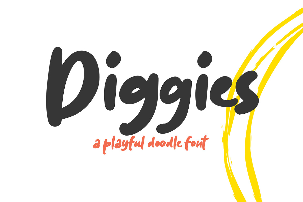 Diggies - A Playful Doodle Font, a Script Font by Weape Studio (Photo 1 of 8)