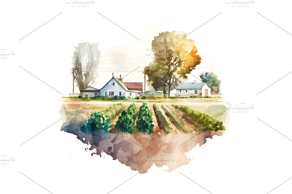 Farms - Watercolor illustrations 01, an Illustration by Graxaim Mock-up (Photo 2 of 9)
