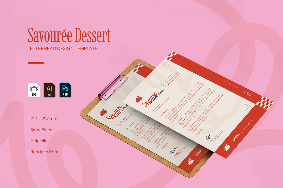 Savourée Dessert - Letterhead, a Print Template by VUNIRA (Photo 1 of 3)