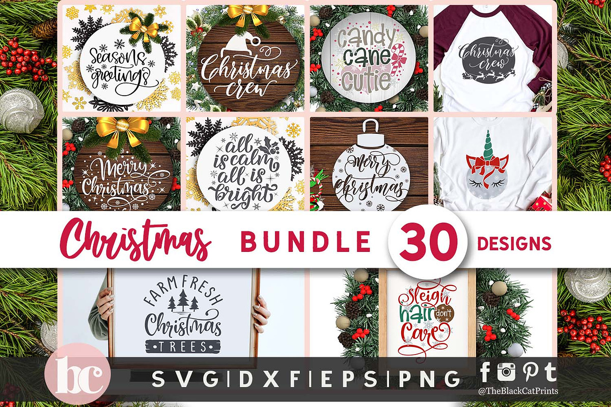 Christmas Quotes Bundle SVG PNG EPS, an Illustration by TheBlackCatPrints (Photo 3 of 5)