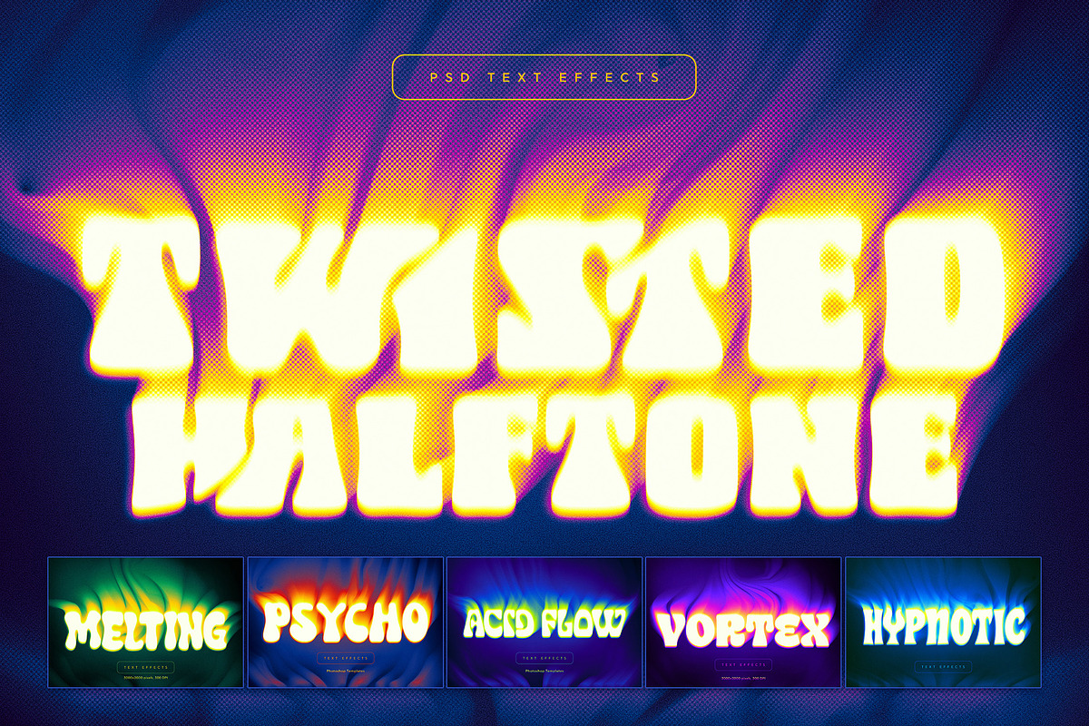 Twisted Halftone Text Effects, a Layer Style Add-On by Andrew Skoch Design (Photo 1 of 9)