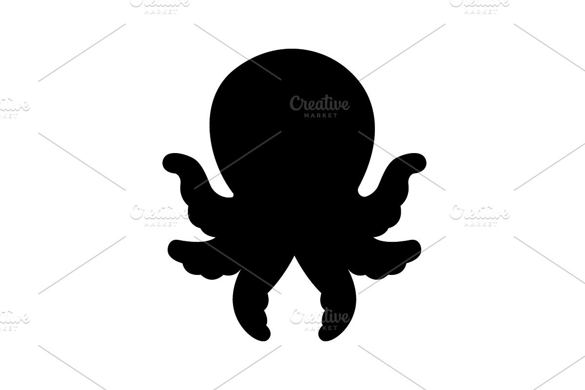 Black silhouette of octopus. Cute, an Animal Illustration by GraphiShop