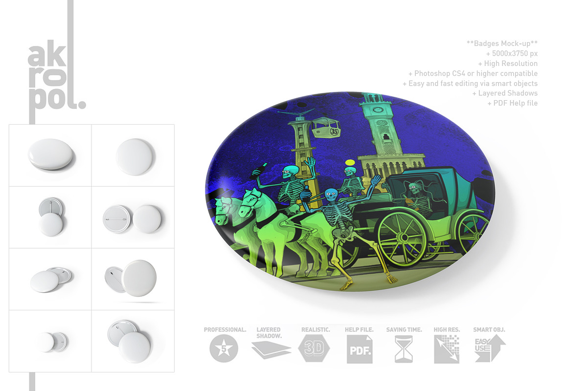 Badge Button Mock-Ups, an Advertising Mockup by akropol (Photo 4 of 7)