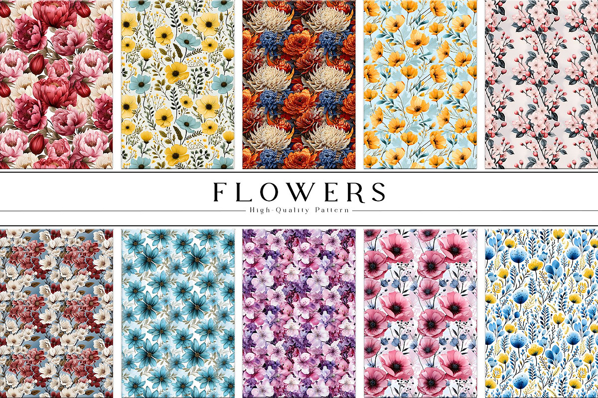 Botanical Summer Flower Pattern Set, a Pattern Graphic by Vibrand Studio (Photo 8 of 12)