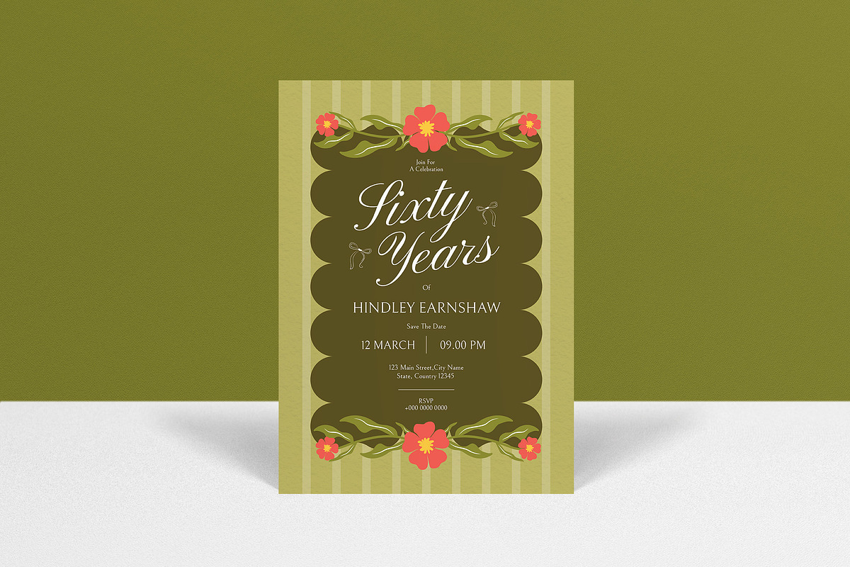 Floral Birthday Invitation, an Invitation Template by graphicook (Photo 1 of 3)