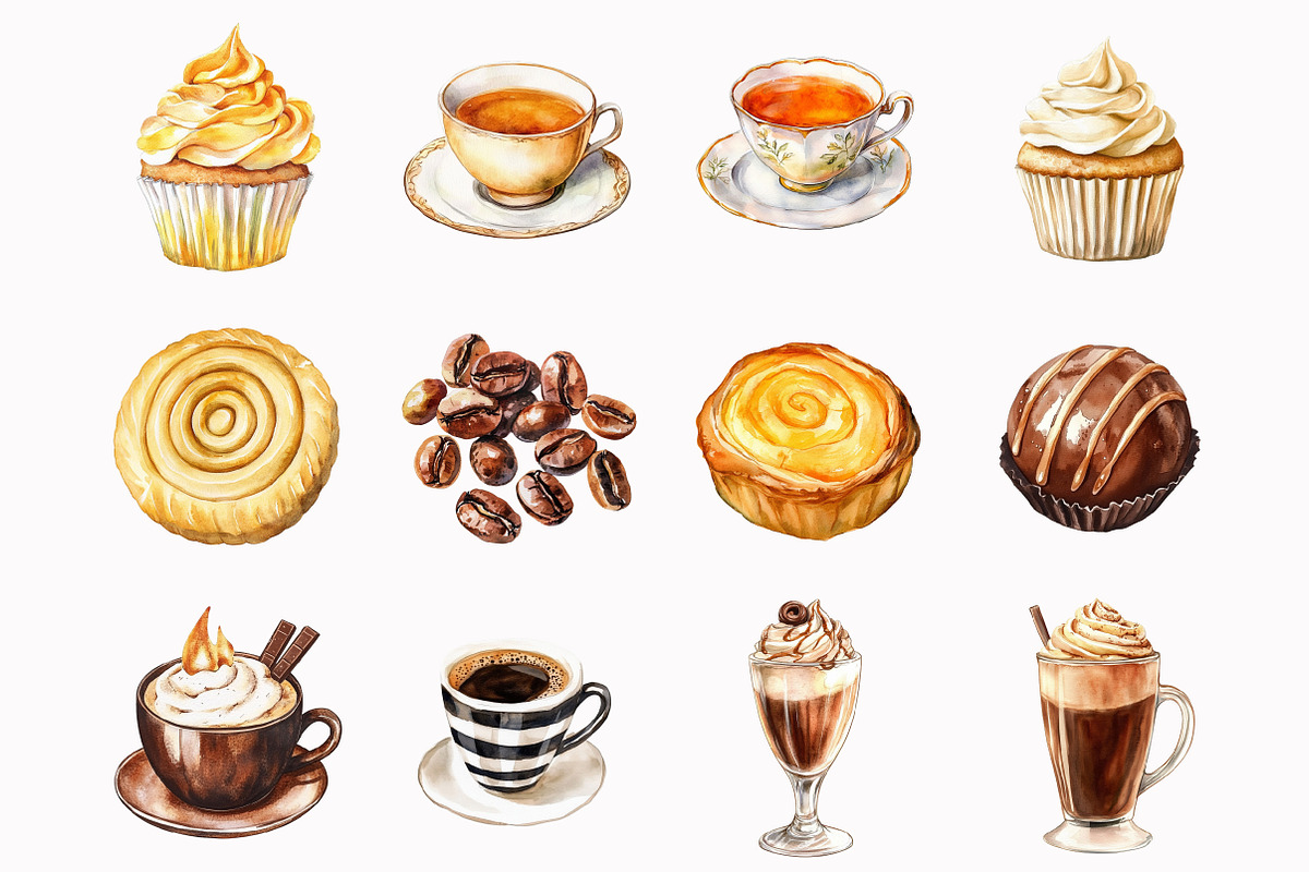 Watercolor coffee Clipart, an Illustration by Design Market (Photo 2 of 5)