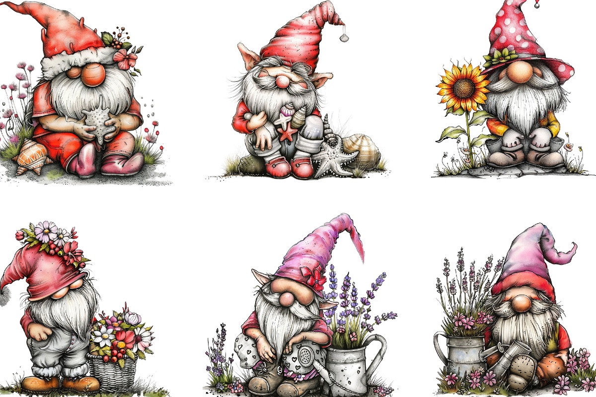 Scandi Summer Gnomes Clipart, an Illustration by Designking (Photo 2 of 5)