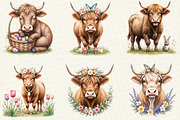 Easter Highland Cow Clipart, an Illustration by OK Design (Thumbnail 5 of 5)