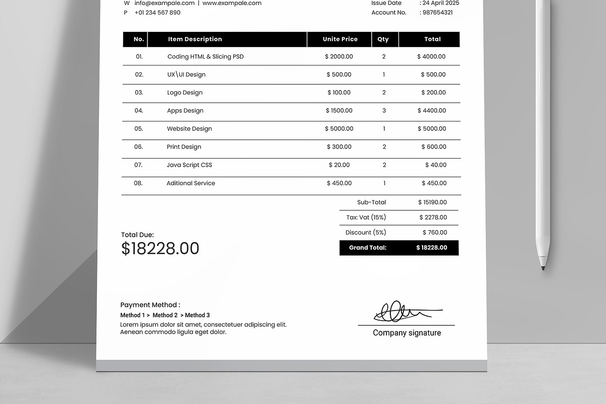 Invoice Layout | Instant Download