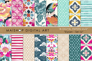 Eclectic Artistic Digital Paper Set, a Pattern Graphic by Maishop