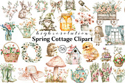 Pastel Spring Cottage Clipart Bundle, an Illustration by DreamCafeArt (Thumbnail 1 of 8)