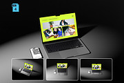 MacBook Pro Mockup Dark Scene, a Mac Mockup by Momogi (Thumbnail 1 of 5)